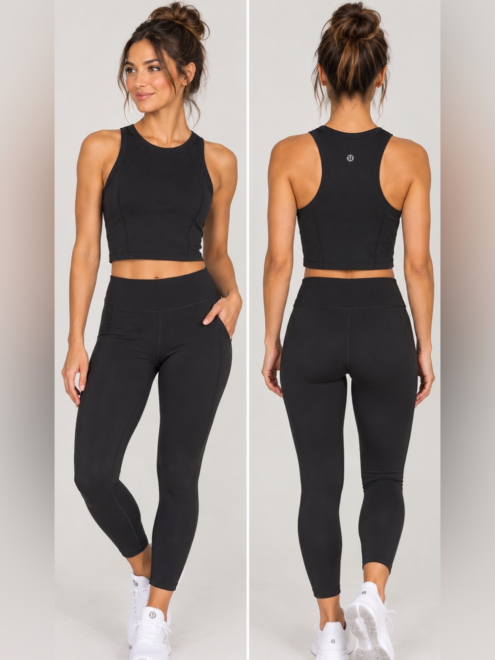 Lululemon Black High Neck Cropped Tank Top Women's Size 4 NWT Athletic Yoga